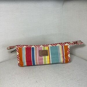 Fossil Multicolor Striped Canvas Cosmetic Pouch